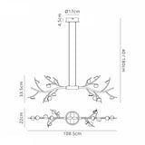 16 Light Linear Pendant, Black and Antique Brass Finish (1230GLO21A)