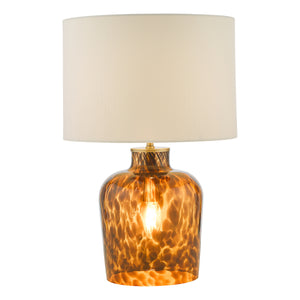 Dual Table Lamp with Tortoiseshell Glass With Shade (0183LEA4206)