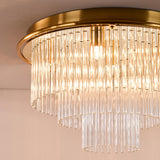 6 Light Flush Brushed Antique Gold and Clear Glass (0183LUK6435)