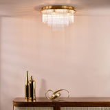 6 Light Flush Brushed Antique Gold and Clear Glass (0183LUK6435)