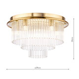 6 Light Flush Brushed Antique Gold and Clear Glass (0183LUK6435)