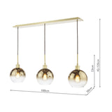 3 Light Bar Pendant Satin Gold and Gold Ombre Glass (0183LYC0335)
