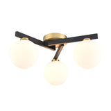 3 Light Flush in Matt Black and Aged Brass (0194LUNFL24763)