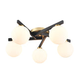 5 Light Flush in Matt Black and Aged Brass (0194LUNFL24765)