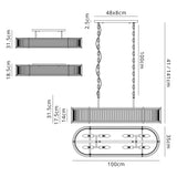 1m x 35cm Oval Flush/Semi Ceiling/Pendant Convertible, E14, Bronze/Clear Glass - Other Finishes available (1230LUX87C)