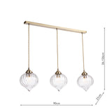3 Light Bar Antique Brass and Glass (0183MYA0375)