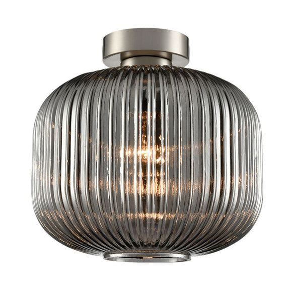 1 Light Flush Fitting in Satin Nickel with Smoked Glass (0194MEZ5817389)