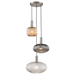 3 Light Drop Pendant in Satin Nickel with Glasses as shown  (0194MEZ24903B)