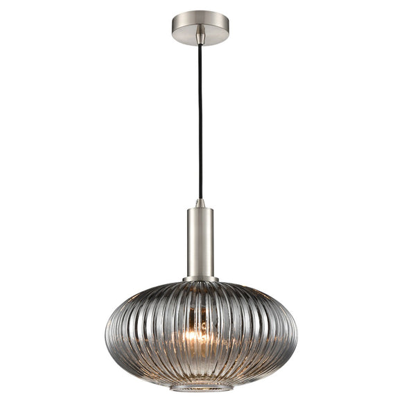 1 Light Drop Pendant in Satin Nickel with Smoked Glass (0194MEZ460398)