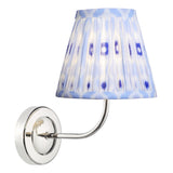 1 Light Rechargeable Wall Light in Polished Nickel with Blue Cotton Mix Shade (0183NAV0738)