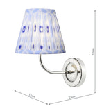 1 Light Rechargeable Wall Light in Polished Nickel with Blue Cotton Mix Shade (0183NAV0738)