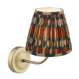 1 Light Rechargeable Wall Light in Matt Antique Brass with Red Cotton Mix Shade (0183NAV0775)