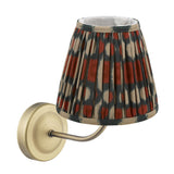 1 Light Rechargeable Wall Light in Matt Antique Brass with Red Cotton Mix Shade (0183NAV0775)