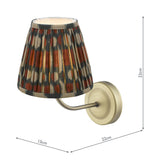 1 Light Rechargeable Wall Light in Matt Antique Brass with Red Cotton Mix Shade (0183NAV0775)