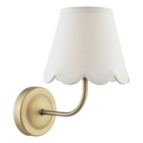 1 Light Rechargeable Wall Light in Matt Antique Brass with White Shade (0183NAV0775)