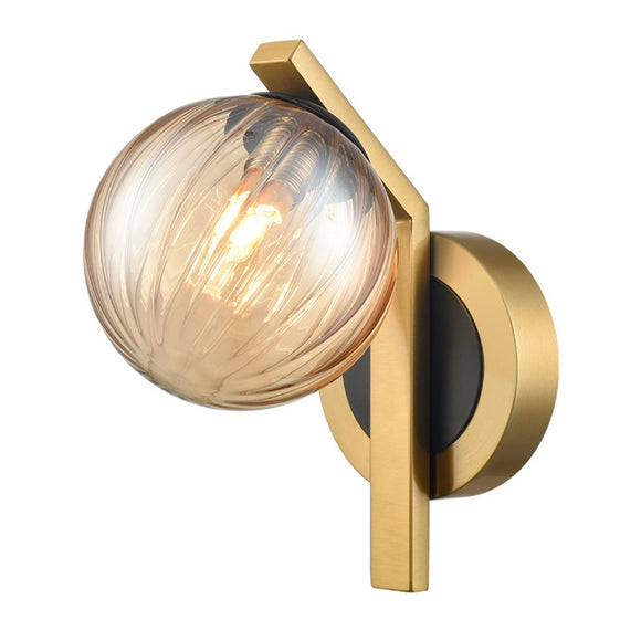 1 Light Bathroom Wall Bracket in Matt Black and Aged Brass IP44 (0194OCUWB401)