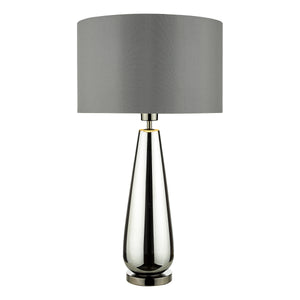 1 Light Table Lamp Black Chrome Smoked Glass with Shade