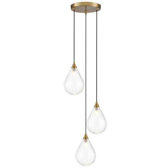 3 Light Cluster Aged Brass with Clear glass (0194PER24683354)