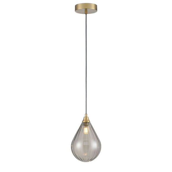 135mm Single Pendant in Aged Brass with Smoked glass (0194PER424355)