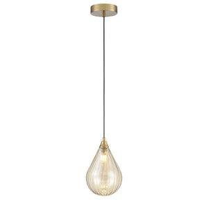 135mm Single Pendant in Aged Brass with Amber glass (0194PER424356)