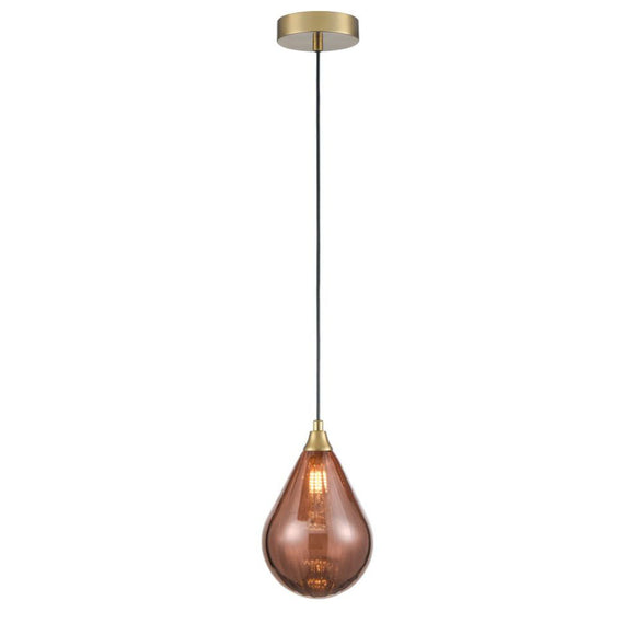 135mm Single Pendant in Aged Brass with Copper glass (0194PER424357)