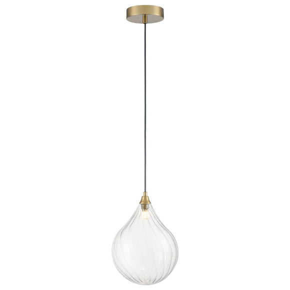 200mm Single Pendant in Aged Brass with Clear glass (0194PER424358)