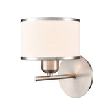 1 Light Wall Light in Satin Nickel with Off-White Shade (0194POLFL24971)