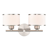 2 Light Wall Light in Satin Nickel with Off-White Shade (0194POLFL24972)