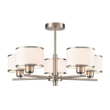 5 Light Ceiling Light in Satin Nickel with Off-White Shade (0194POLFL24975)
