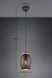 1 Light Ceiling Pendant Black Matt Metal (1542BIDR31571080)