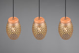 3 Light Ceiling Pendant Coffee and Gold Coloured Metal (1542BIDR31573065)