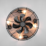 4 Light Ceiling Lamp and Ventilator Fan Black Matt / Wood (1542TROR61105032)