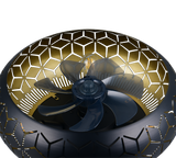 3 Light Ceiling Light and Fan Black and Gold Matt Metal (1542BIDR61574080)