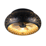 3 Light Ceiling Light and Fan Black and Gold Matt Metal (1542BIDR61574080)