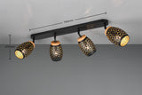 4 Light Bar Spotlight Black and Gold Matt Metal (1542BIDR81574080)