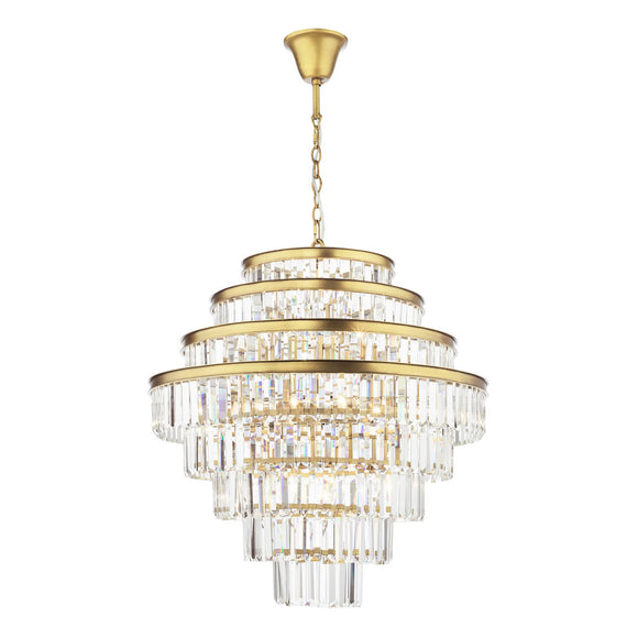 12 Light Chandelier in Natural Brass with Crystal (0183RHA1263)