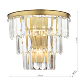3 Light Wall Light in Natural Brass with Crystal (0183RHA3063)