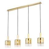 3 Light Bar Pendant Satin Brass Ombre Gold Glass (0183SAV0435)