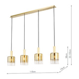 3 Light Bar Pendant Satin Brass Ombre Gold Glass (0183SAV0435)