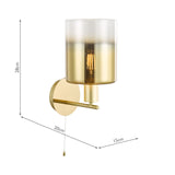 1 Light Wall light Satin Brass Ombre Gold Glass with Switch (0183SAV0735)