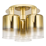 3 Light Flush Satin Brass Ombre Gold Glass (0183SAV5335)