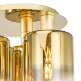 3 Light Flush Satin Brass Ombre Gold Glass (0183SAV5335)