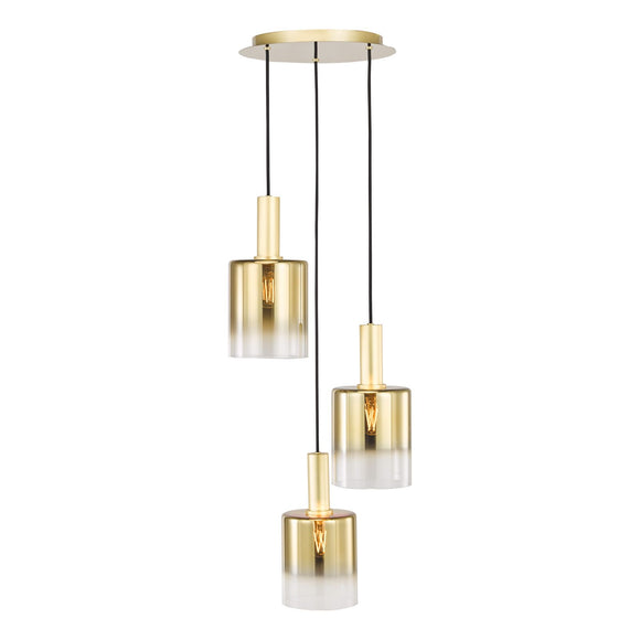 3 Light Cluster Pendant Satin Brass Ombre Gold Glass (0183SAV8835)