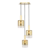 3 Light Cluster Pendant Satin Brass Ombre Gold Glass (0183SAV8835)