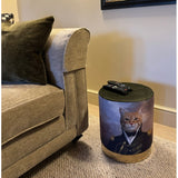 Quirky Stool - Cat in Vintage Military Outfit - Green Velvet Gold Base (1522SH05)