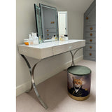 Quirky Stool - Cat in Vintage Military Outfit - Green Velvet Gold Base (1522SH05)