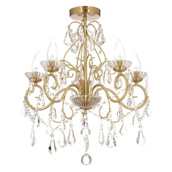 5 Light Flush Bathroom Chandelier - IP44 - Satin Brass (2010SPA19713SBRS)