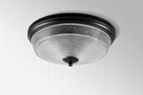 IP44 2 Light E27 Bathroom Flush Ceiling Light, Satin Black/Prismatic Glass (1230SHI44B)