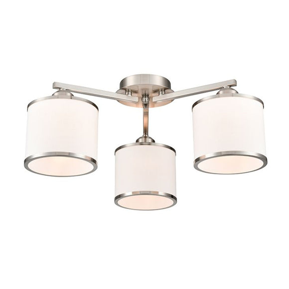 3 Light Flush in Satin Nickel with Off-White Shade (0194SIRFL24952)