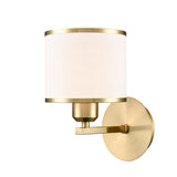 1 Light Wall Light in Aged Brass with Off-White Shade (0194SIRFL24961)